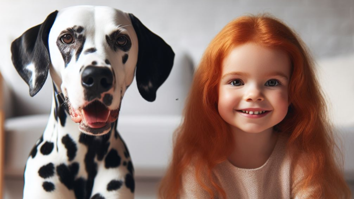 little red haired girl with her Dalmatian dog are Dalmatians good with kids