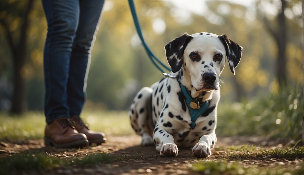 A Dalmatian displays signs of neurological disorder, with difficulty walking and coordination. A veterinarian examines the dog for diagnosis and prescribes treatment