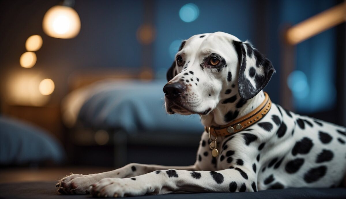 A Dalmatian with a limp, receiving acupuncture and physical therapy for joint pain